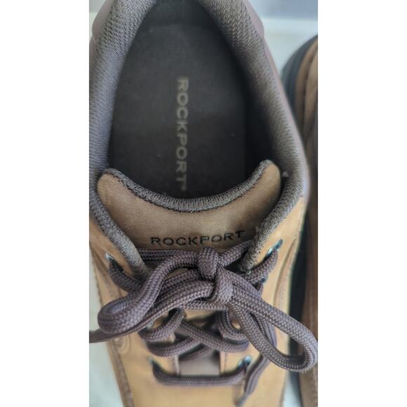 Mens Rockport brown leather loafer comfort work shoe lace up sz 7 - Picture 4 of 11